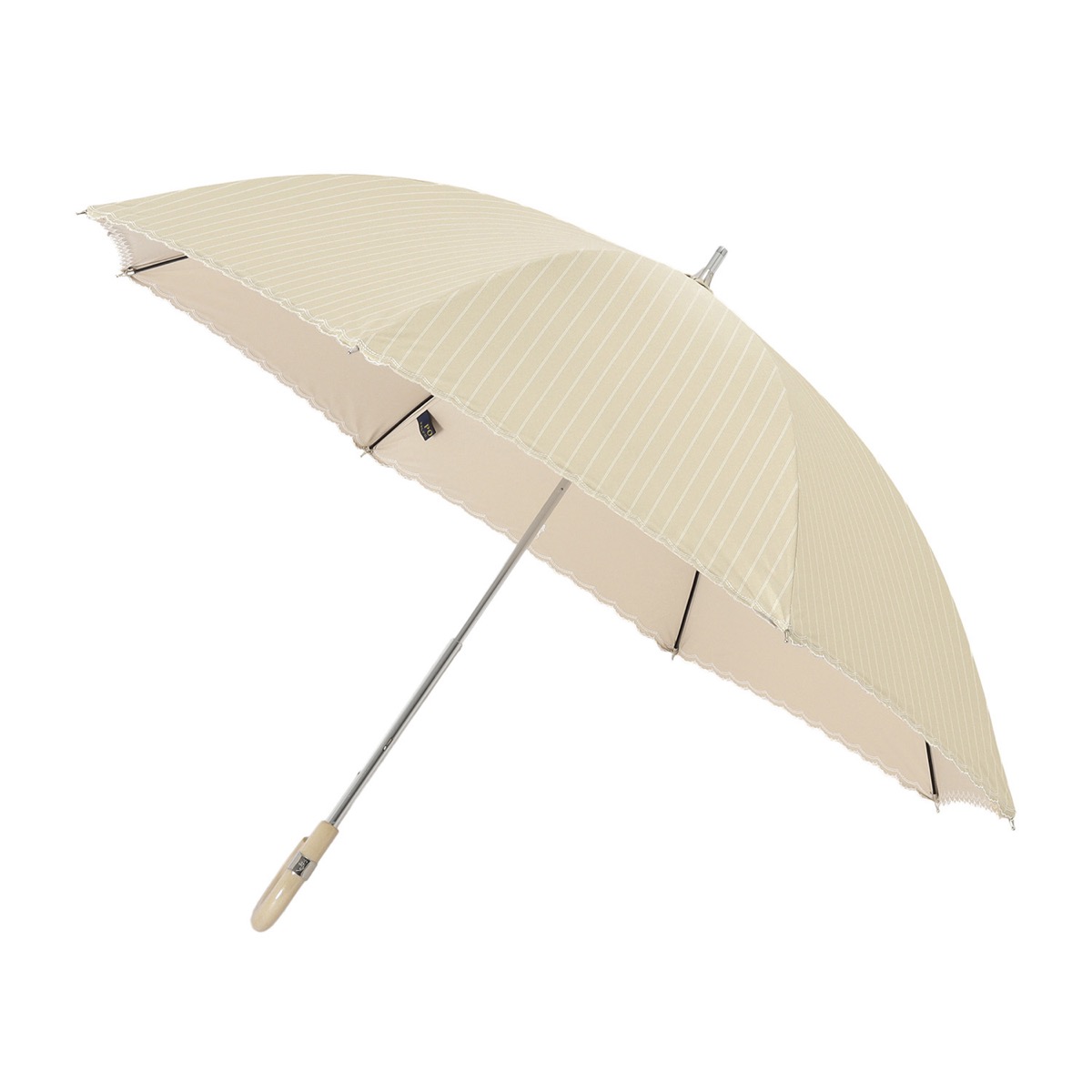 一級遮光 晴雨兼用 長傘 ストライプスカラ刺繍 遮熱 UV 軽量 | ポロ 