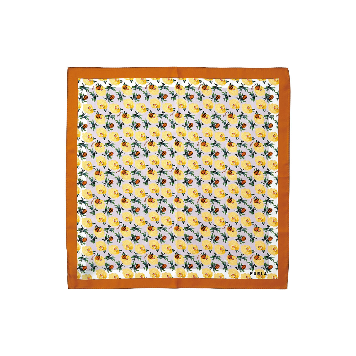 FURLA 花柄 スカーフ　未使用　もう一本おまけつき 洗える】シルクスカーフ 58×58cm 花柄 ロゴ ボタニカル UV