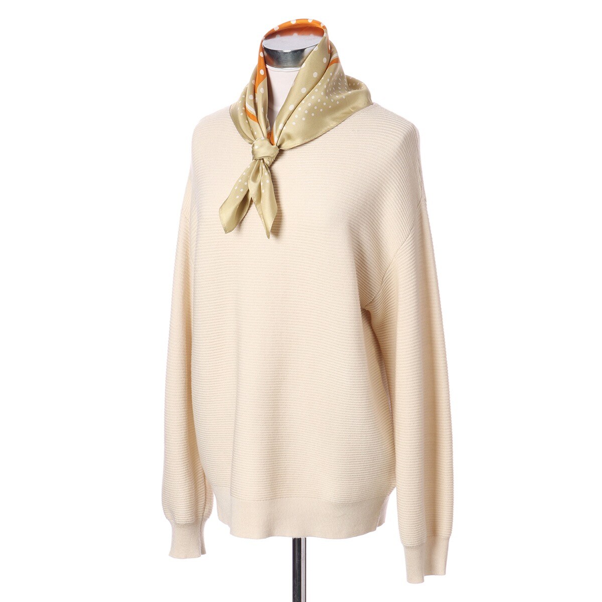 洗える】シルクスカーフ 58×58cm ドット 水玉 カラーブロック