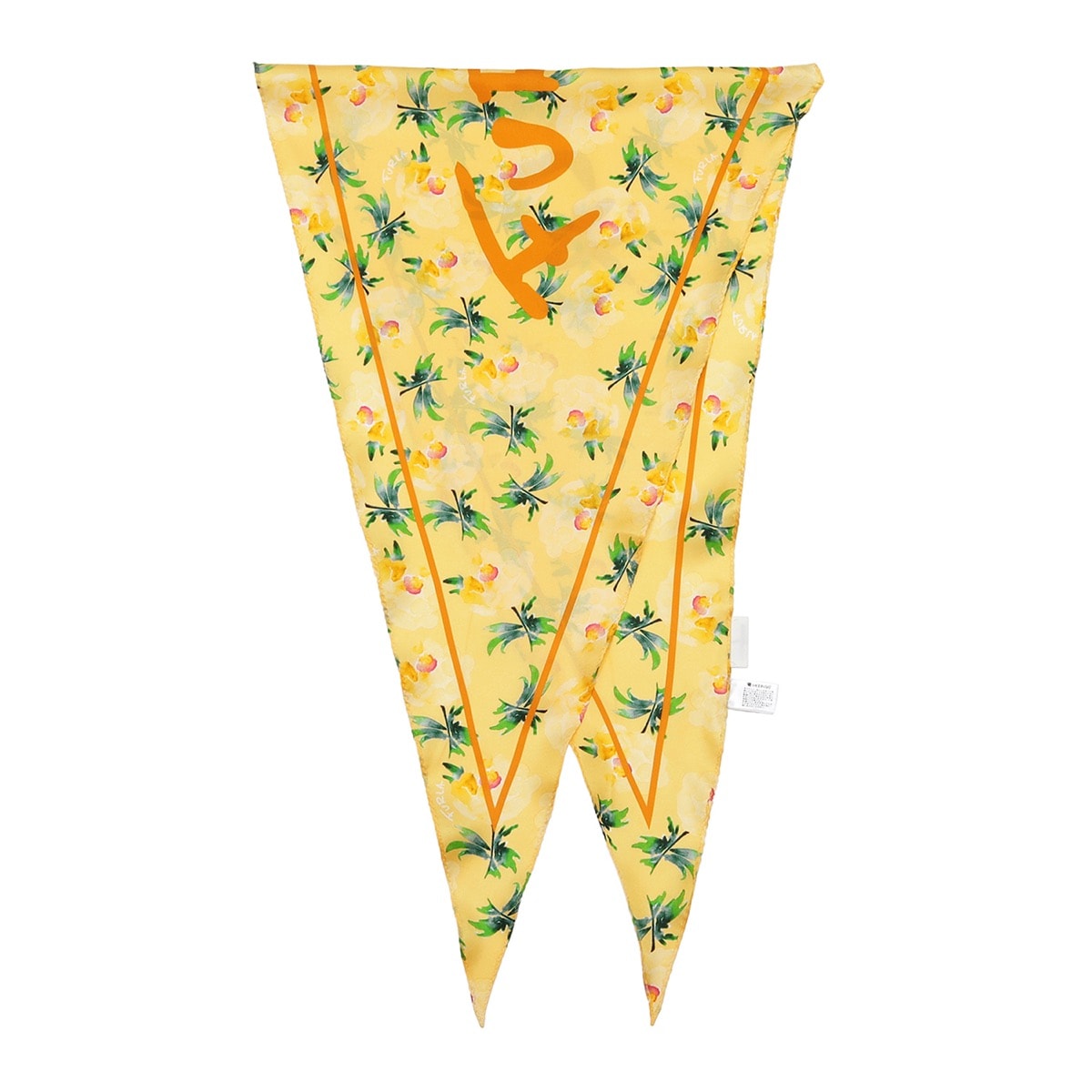 【洗える】シルクスカーフ ひし形スカーフ 40×140cm 花柄 ロゴ ボタニカル UV