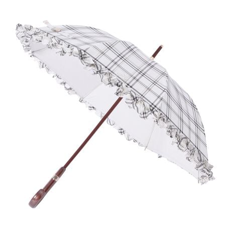 一級遮光 晴雨兼用 長傘 チェックフリル 遮熱 UV | ポロ ラルフ  