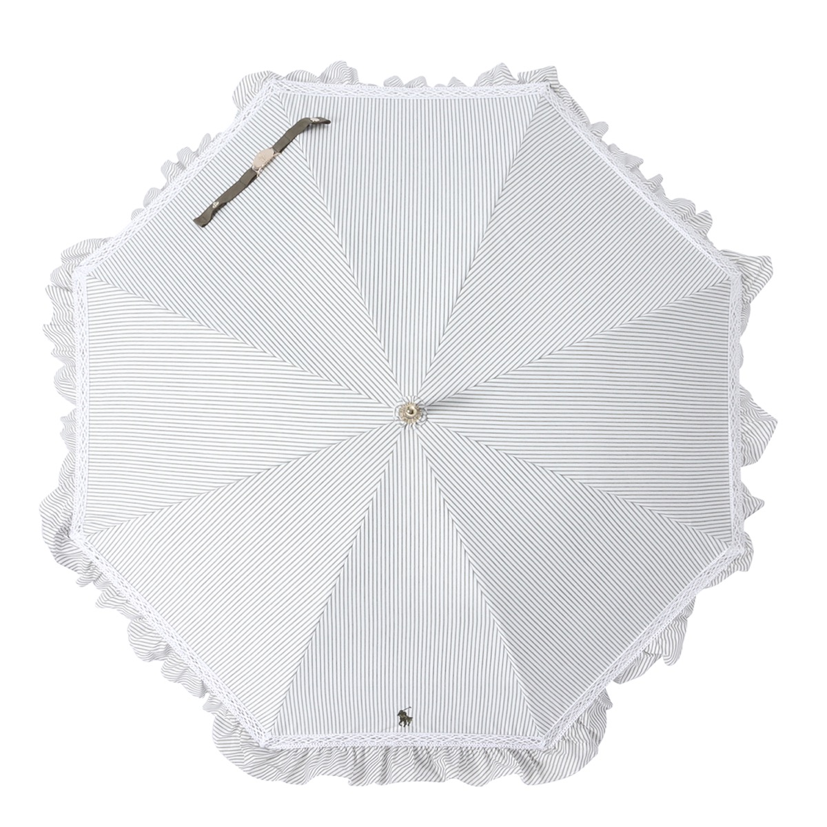 一級遮光 晴雨兼用 長傘 ストライプフリル 遮熱 UV | ポロ ラルフ