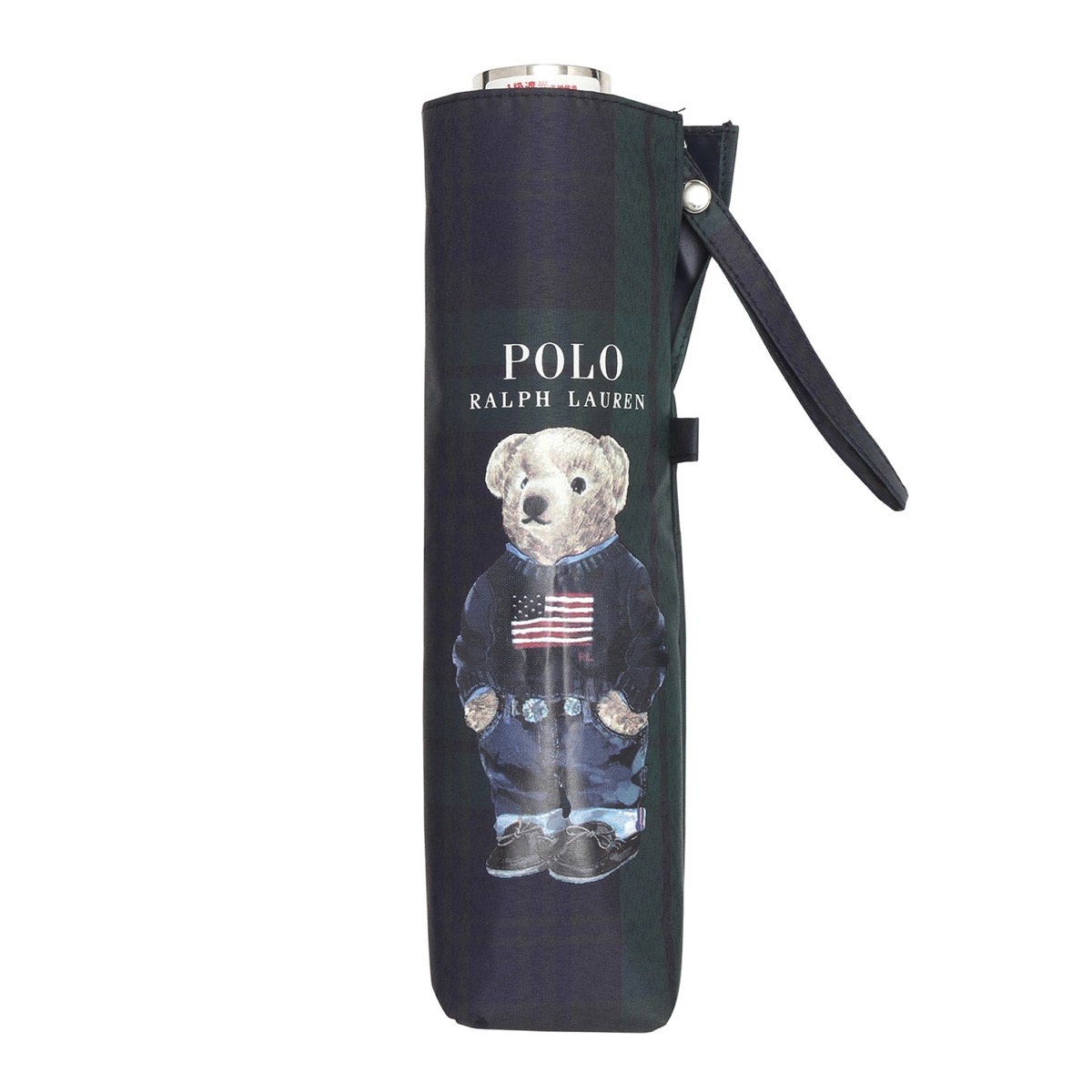 一級遮光 晴雨兼用 折りたたみ傘 チェック×POLO BEAR 遮熱 UV 軽量