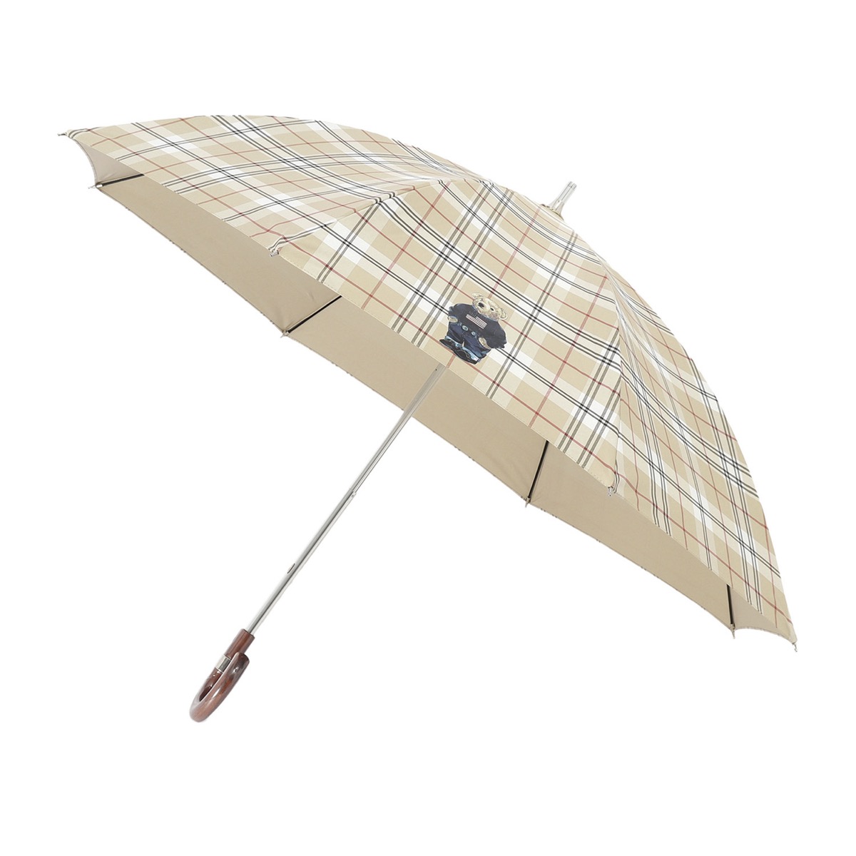 一級遮光 晴雨兼用 長傘 チェック×POLO BEAR 遮熱 UV 軽量 | ポロ
