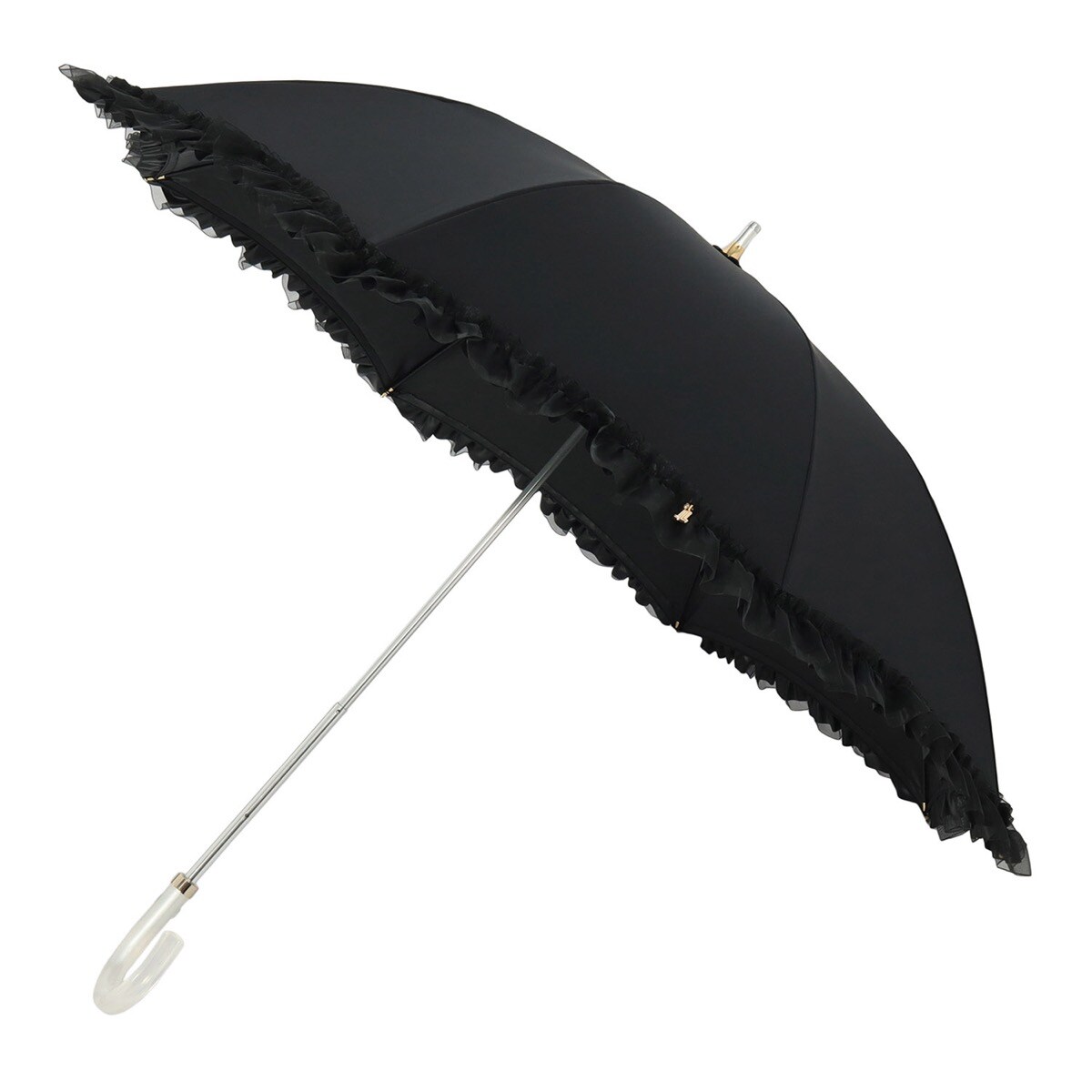 新品LANVIN en Bleu晴雨兼用折りたたみ傘 オーガンジーフリル 晴雨兼用折りたたみ日傘 オーガンジーフリル(505929088