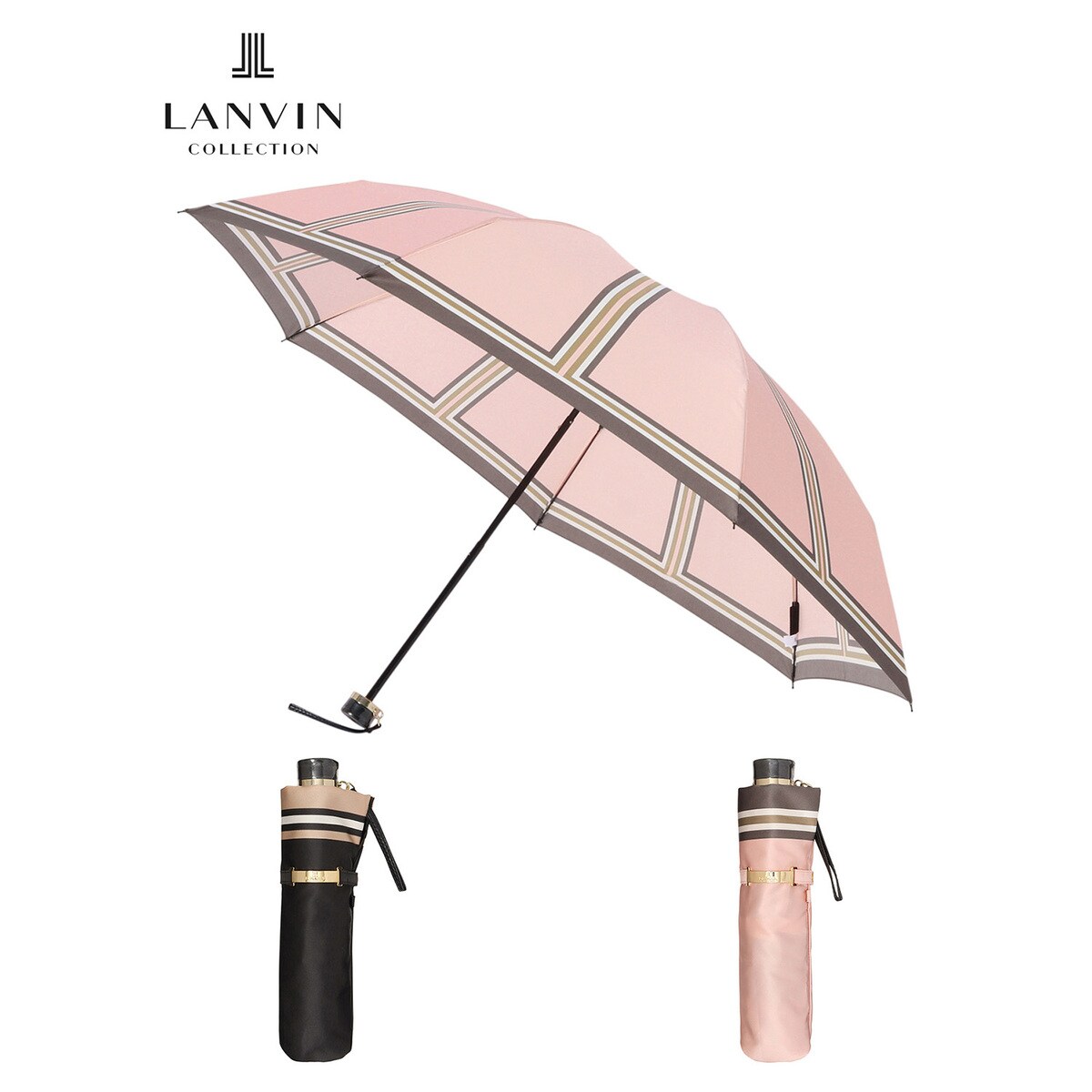 日本製】雨傘 折りたたみ傘 サテン ボーダー ストライプ カラー