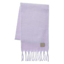 【日本製】アルパカ混ボリュームマフラー 25×180cm 無地 牛革ロゴネーム付き