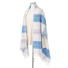 【洗える】ウール100%紡毛厚手ストール ポンチョ 羽織り 70×190cm チェック ユニセックス