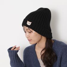ポールアンドジョーアクセソワ(PAUL & JOE ACCESSOIRES)のリブニット 帽子 ヌネット ワンポイント 無地