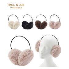 ポールアンドジョーアクセソワ(PAUL & JOE ACCESSOIRES)のイヤマフ フェイクファー ワンポイント 無地 ネコチャーム付き