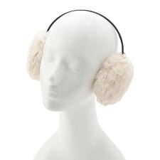 イヤマフ フェイクファー ワンポイント 無地 ネコチャーム付き