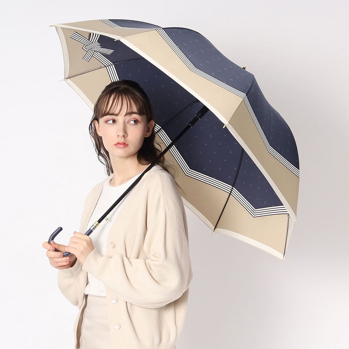 晴雨兼用・UVカット100%生地】LOGO FRILL UMBRELLA 折り畳み傘