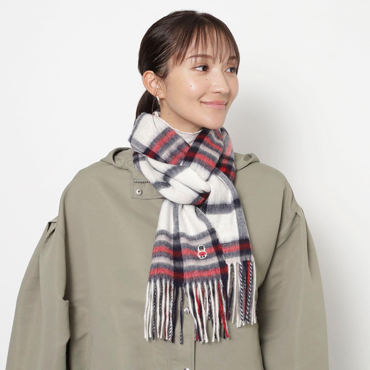 WEB限定】ウール100%紡毛厚手マフラー 30×180cm バッキンガムベア