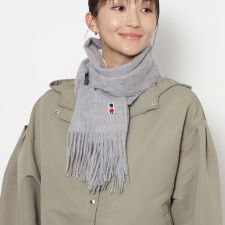 マッキントッシュ フィロソフィー(MACKINTOSH PHILOSOPHY)の【WEB限定】ウール100%ベア付き無地マフラー／30cm幅