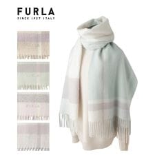 フルラ(FURLA)のウール100%紡毛厚手ストール 70×200cm ブロックチェック ラメ入り ロゴ