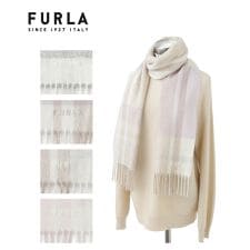 フルラ(FURLA)のウール100%紡毛厚手マフラー 30×180cm カラーブロック ラメ入り ロゴ