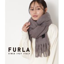 フルラ(FURLA)の【WEB限定 インド製】本革ネーム付き ウール混シャギーマフラー 40×190cm 無地 ロゴ