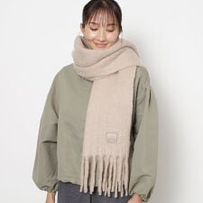 フルラ(FURLA)の【WEB限定 インド製】本革ネーム付き ウール混シャギーマフラー 40×190cm 無地 ロゴ