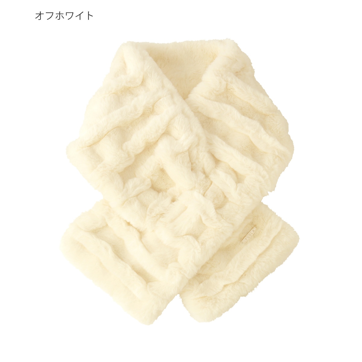 フェイクファーマフラー ロゴプレート付き