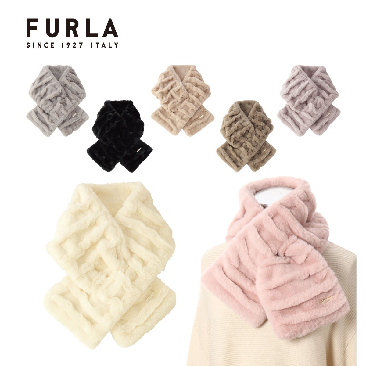 ファー マフラー ロゴ入り フェイクファーマフラー ロゴプレート付き | フルラ(FURLA) | マルイ