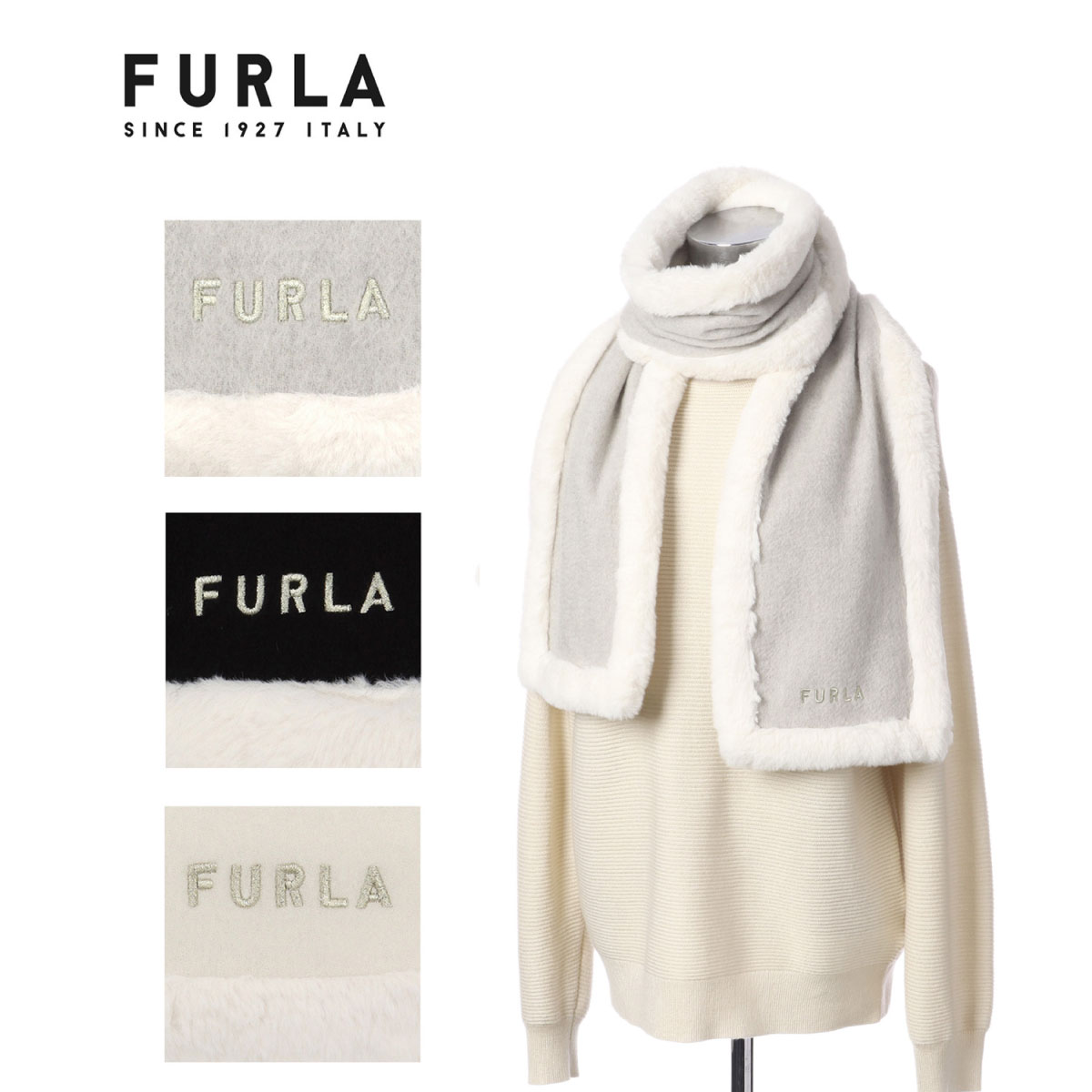 大人気 すぐ届く【FURLA】ファートリミング マフラー ギフト WEB限定】FURLA ファートリミングマフラー | フルラ(FURLA