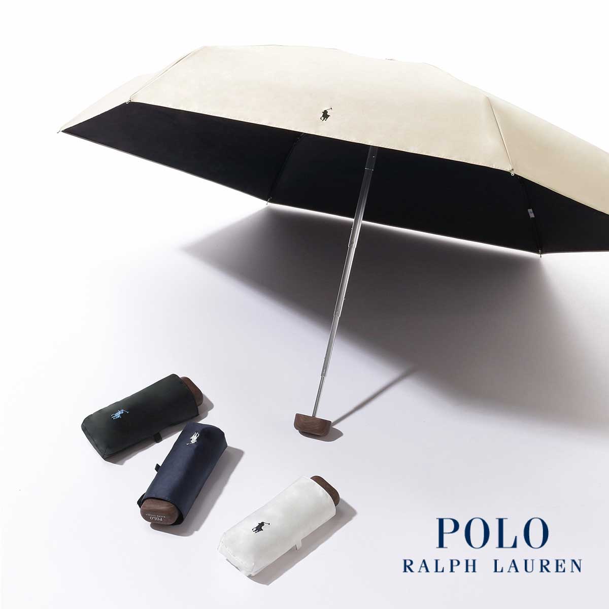 POLO ポロ　ラルフローレン　携帯日傘　ロゴ小紋柄　美品 遮光 晴雨兼用日傘 ロゴ刺繍（長傘）｜POLO RALPH LAUREN（ポロ