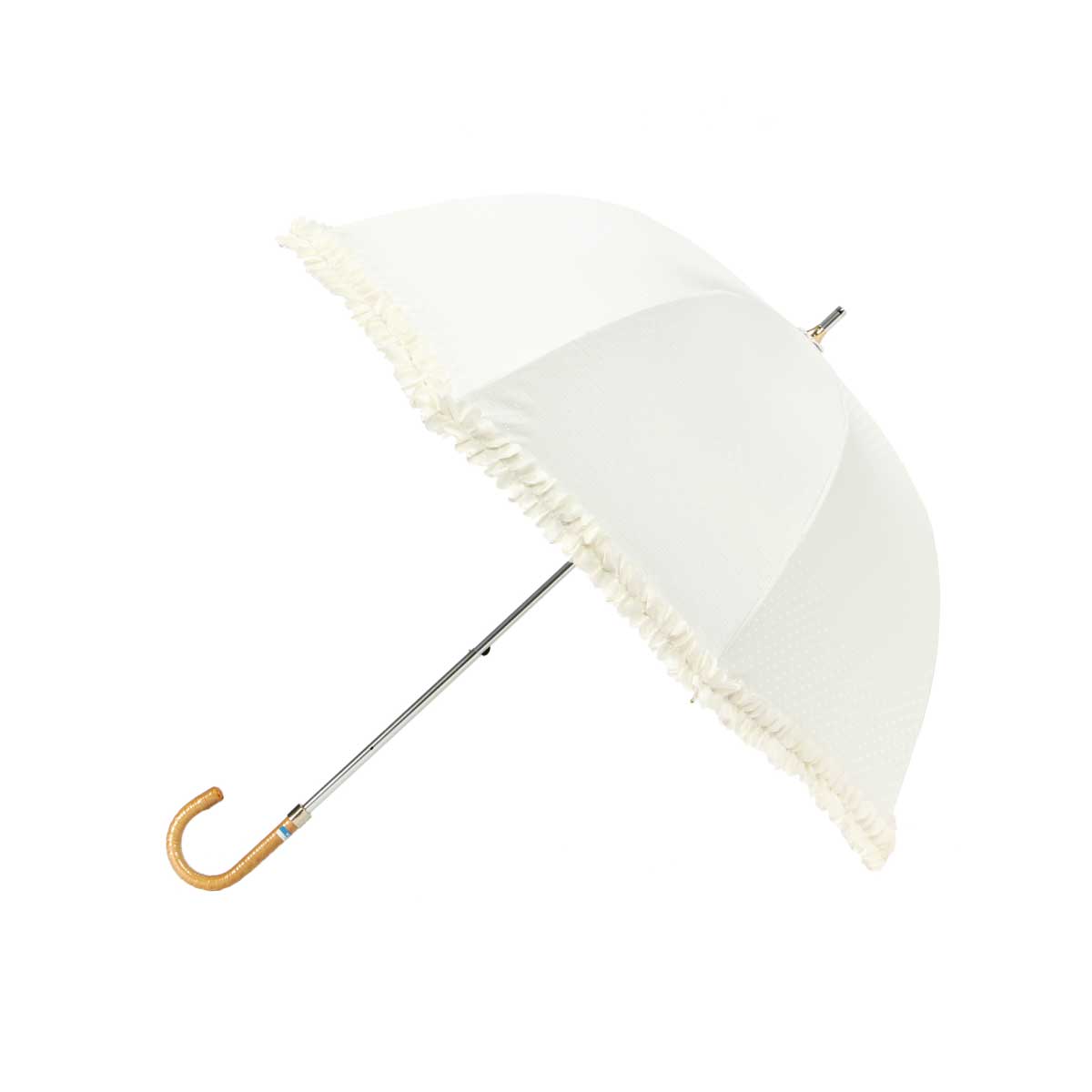【未使用】ランバン オンブルー 長傘 日傘 雨傘 晴雨兼用 ドビー フリル 白 日傘】ランバン オン ブルー (LANVIN en Bleu)ドビー フリル