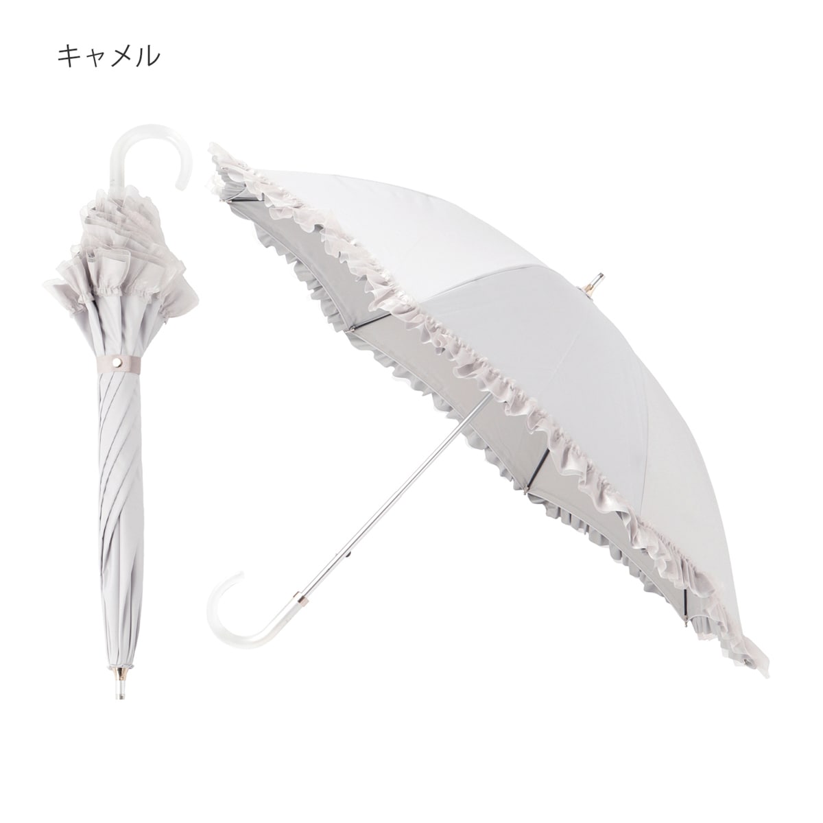 新品 ランバン オン ブルー 日傘 傘 長傘 ビジューリボン 遮光 晴雨兼用日傘 長傘 バイカラー 切り継ぎ ビジュー リボン 遮光