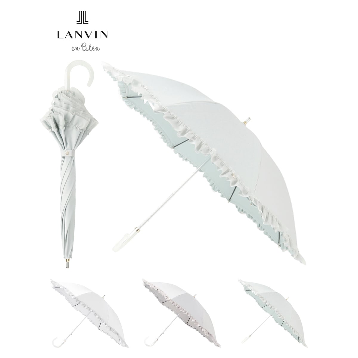 晴雨兼用日傘 長傘 ビジュー オーガンジー フリル 遮光 遮熱 UV