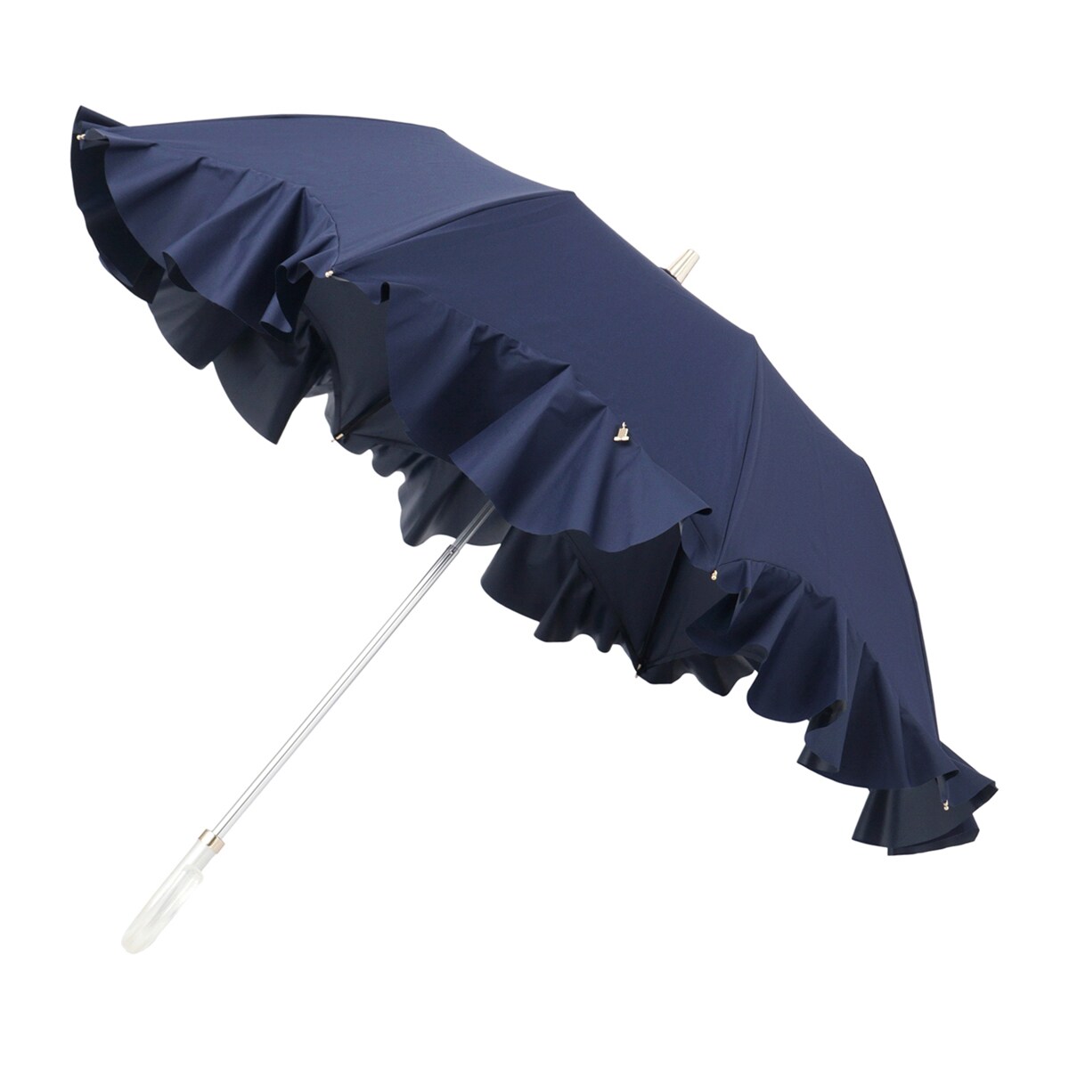 晴雨兼用折りたたみ日傘 フレア フリル チャーム 遮光 遮熱 UV