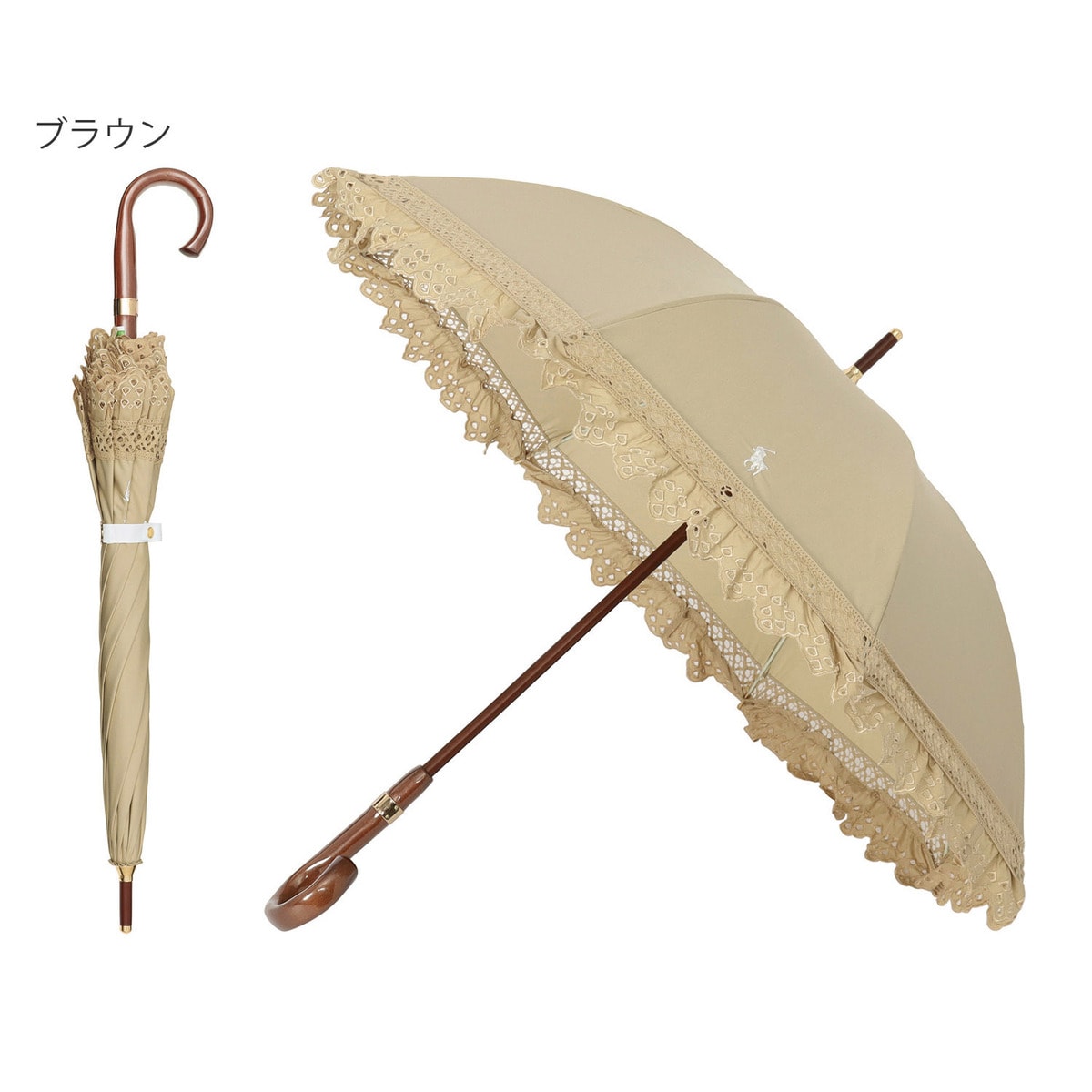 フォロー割　POLO　ポロラルフローレン　エンブフリル　長傘　晴雨兼用 晴雨兼用日傘 長傘 エンブフリル 遮光 遮熱 UV 軽量 | ポロ