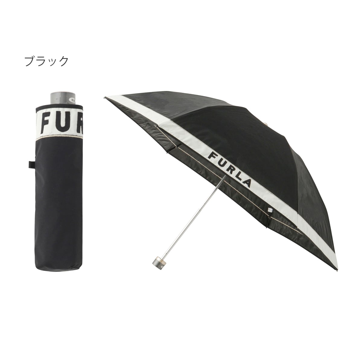 FURLA　晴雨兼用傘　フルラ FURLA 晴雨兼用日傘 折りたたみ傘 シャンブレー切継 ／遮光 遮熱