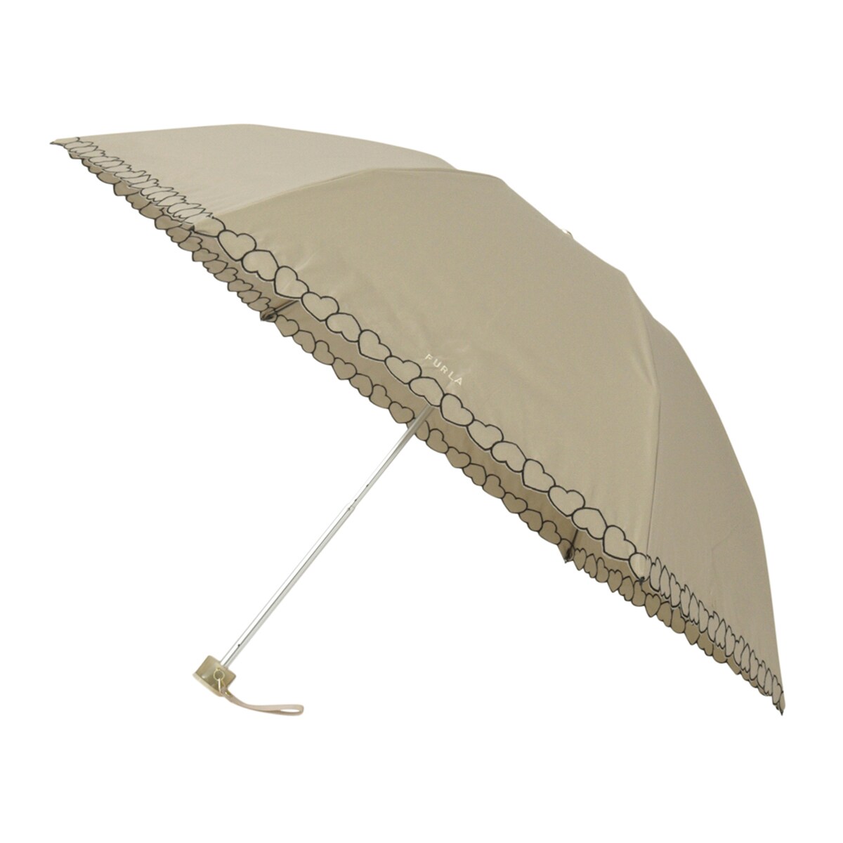 ★ FURLA 晴雨兼用 日傘 折り畳み傘　遮光 遮熱 UV 折りたたみ日傘 晴雨兼用折りたたみ日傘 ハート ロゴ刺繍 遮光 遮熱 UV 軽量