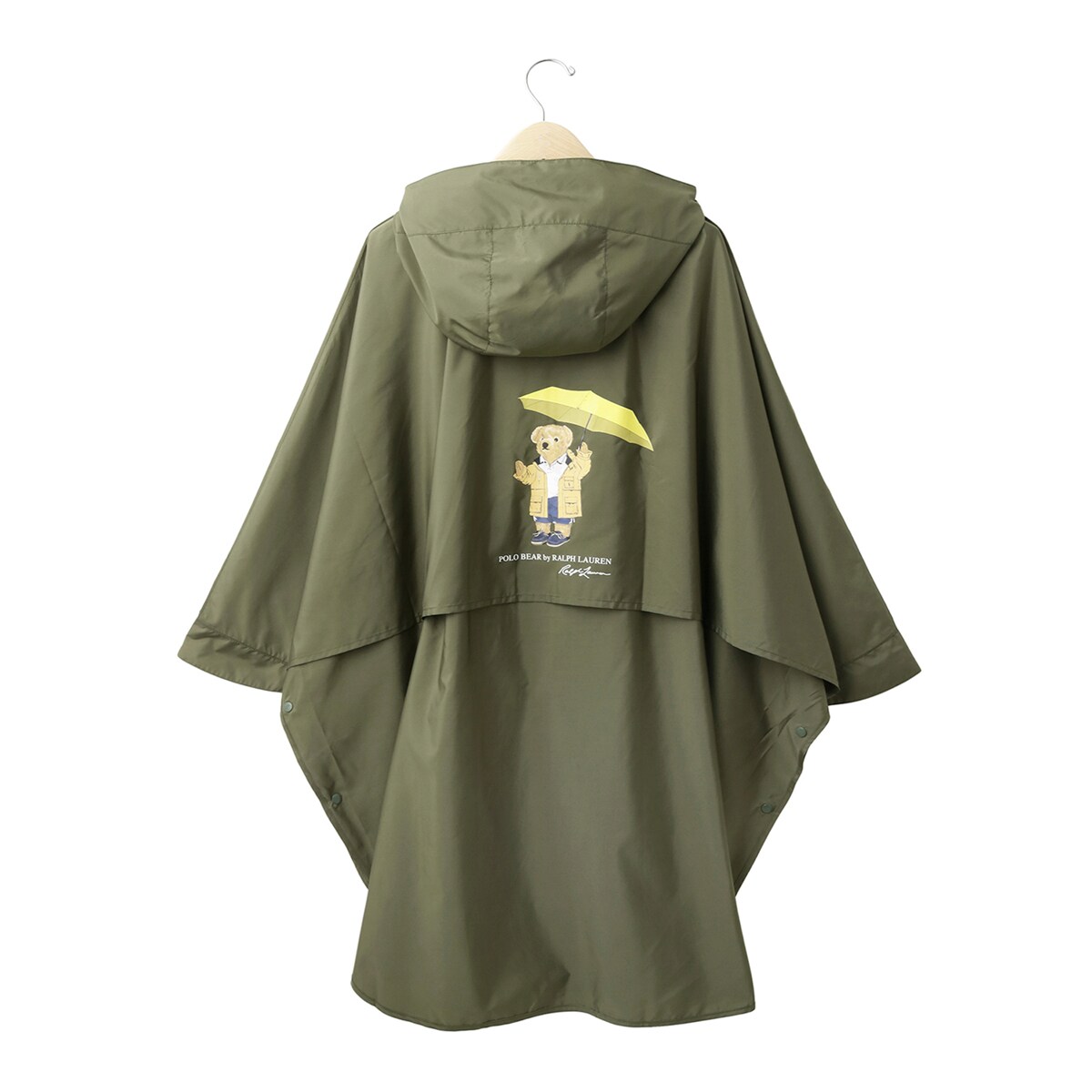 ポロラルフローレン レインポンチョ 雨具 カーキ ポロベア 新品 ⚠️難あり レインコート ポンチョ 収納袋付き ポロベア ワンポイント 無地