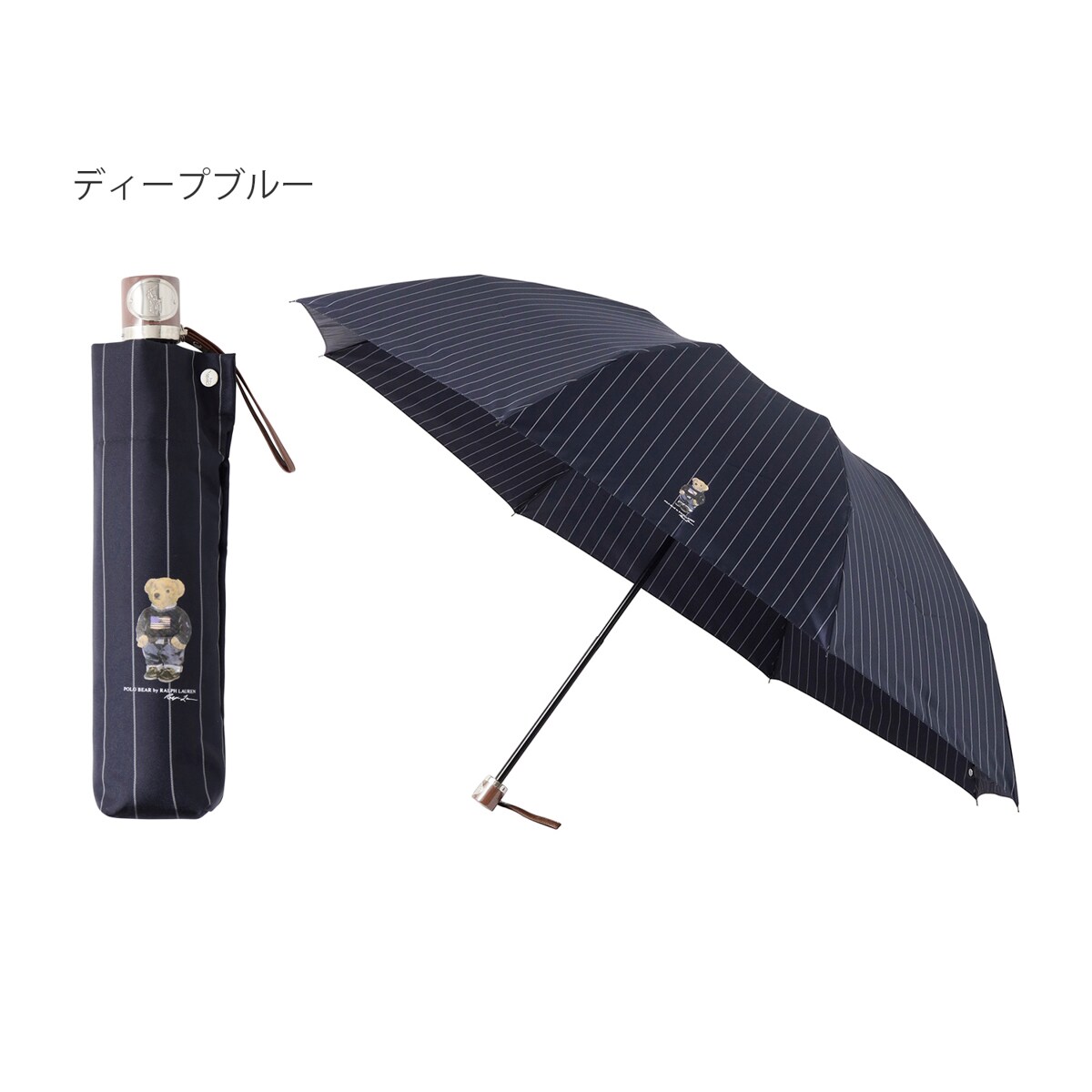 miyu655 ポロベア　折りたたみ傘（雨傘） 先染めストライプ ポロベア メンズ 折りたたみ傘 | ポロ ラルフ