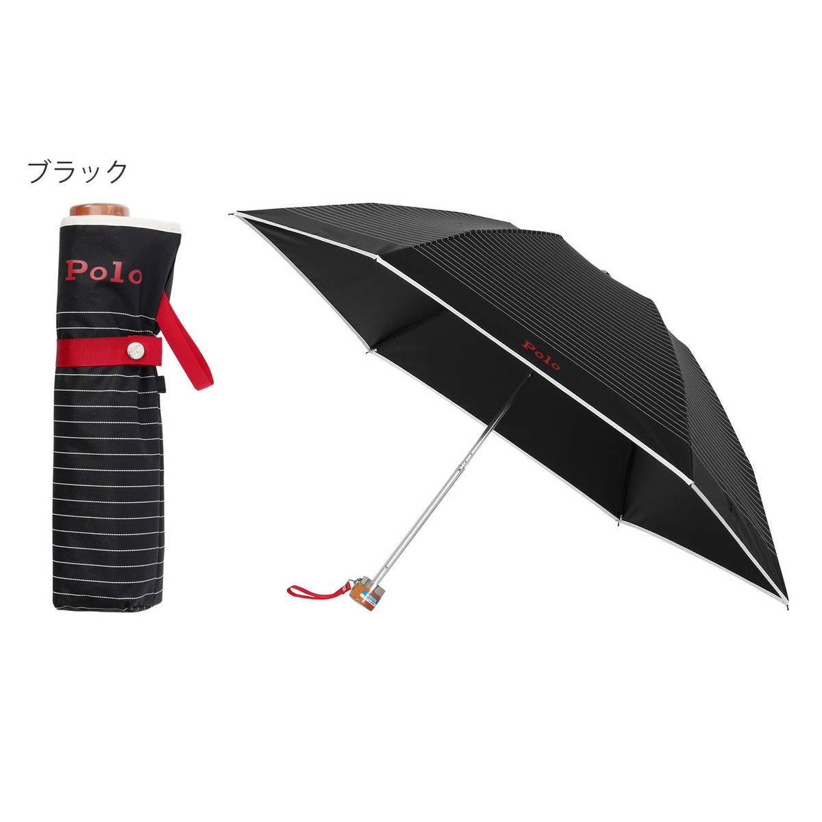 新品　ポロラルフローレン 遮光100% 晴雨兼用折りたたみ日傘 黒　ギフト袋付 WEB限定】遮光100% 晴雨兼用 コンパクト折りたたみ日傘 ”ワン