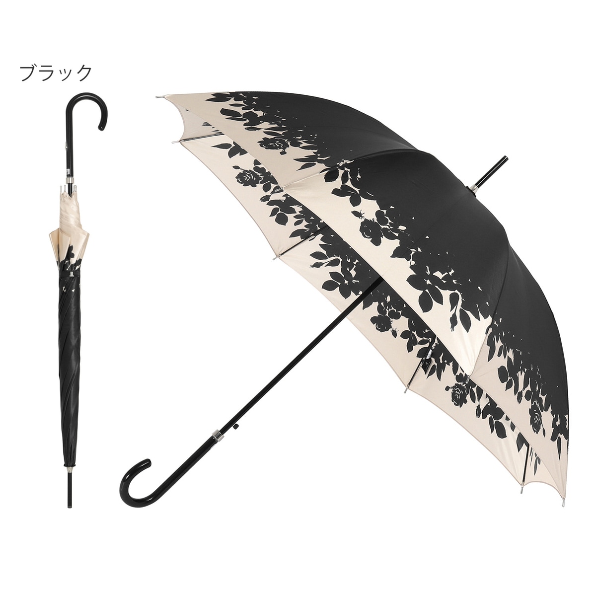 雨傘（ジャンプ式）】長傘（フラワープリント／耐風骨使用