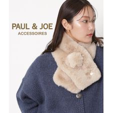 ポールアンドジョーアクセソワ(PAUL & JOE ACCESSOIRES)のポン付きフェイクファーマフラー 15×85cm ロゴチャーム付き