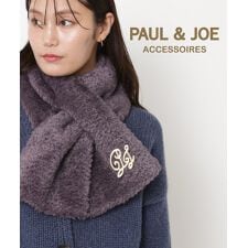 ポールアンドジョーアクセソワ(PAUL & JOE ACCESSOIRES)のフェイクファーマフラー 20×100cm ロゴブローチ付き