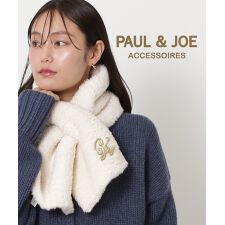 ポールアンドジョーアクセソワ(PAUL & JOE ACCESSOIRES)のフェイクファーマフラー 20×100cm ロゴブローチ付き