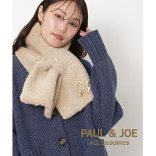 ポールアンドジョーアクセソワ(PAUL & JOE ACCESSOIRES)のフェイクファーマフラー 20×100cm ロゴブローチ付き