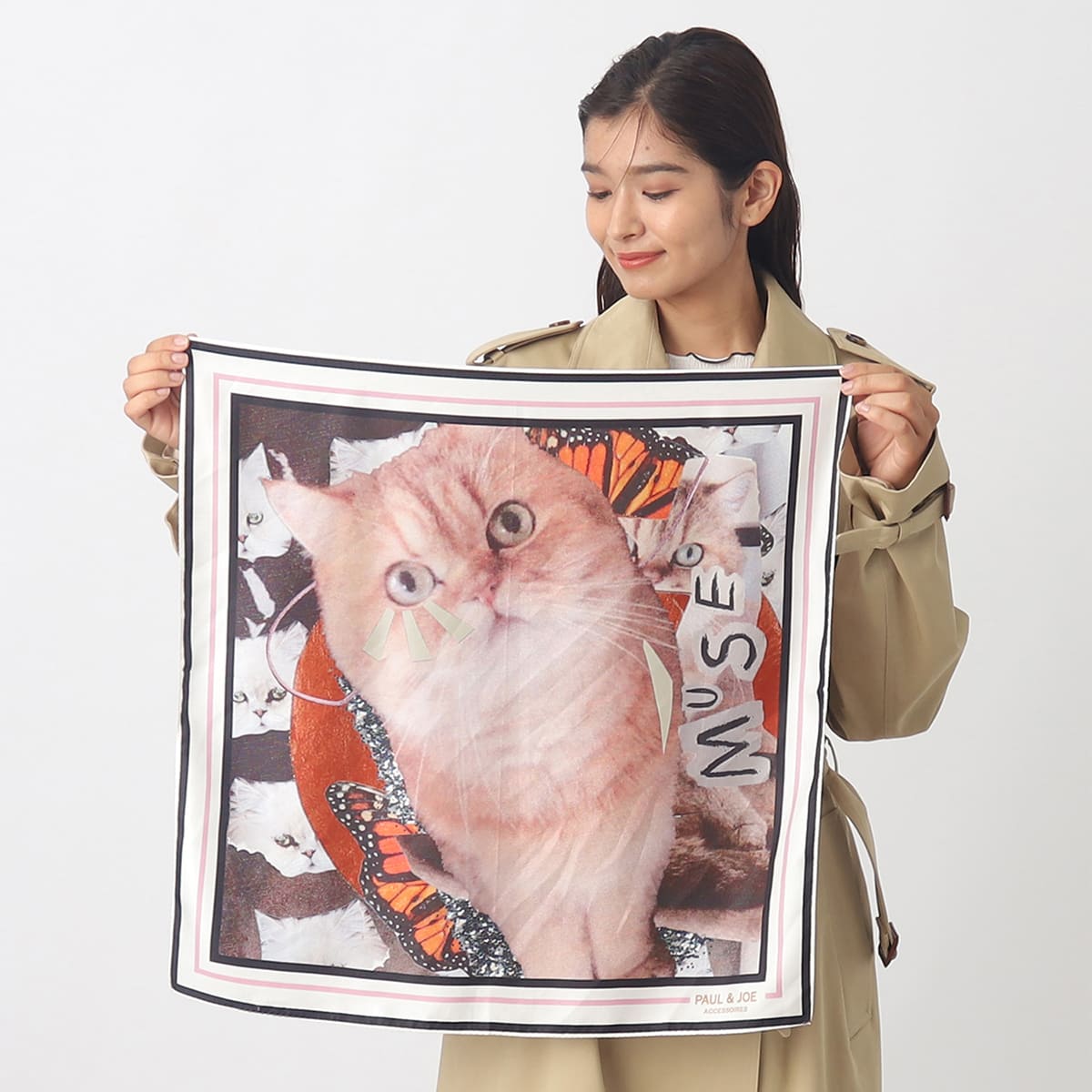 猫柄のシルクスカーフ　新品 日本初！！ねこ柄スカーフ「CHATORA/MIKENEKO/HACHIWARE」が再び