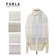 フルラ(FURLA)の【洗える】ウール紡毛厚手ストール 50×190cm ラメブロックチェック ロゴ