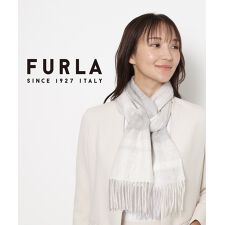 フルラ(FURLA)の【洗える】ウール紡毛厚手マフラー 30×180cm ラメカラーブロック ロゴ