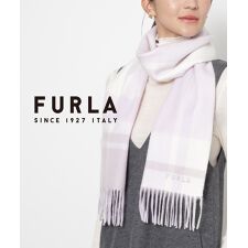 フルラ(FURLA)の【洗える】ウール紡毛厚手マフラー 30×180cm ラメカラーブロック ロゴ