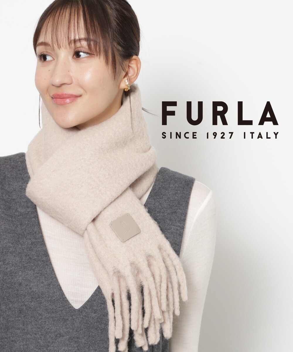 日本製】アルパカ混ボリュームマフラー 40×204cm 無地 -BLACK＆WHITE