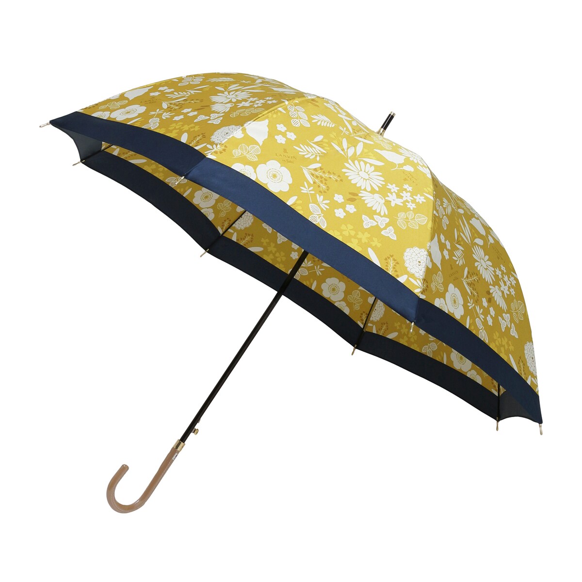 ランバンコレクション 花柄 長傘 ジャンプ式 耐風傘 ベージュ 60cm 耐風傘】雨傘 長傘 ジャンプ式 バイカラー 花柄 | ランバン オン
