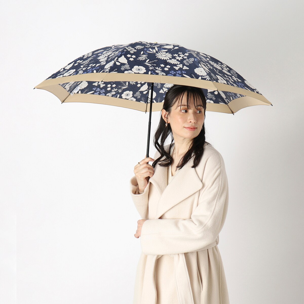 簡単開閉】雨傘 折りたたみ傘 バイカラー 花柄 | ランバン オン ブルー