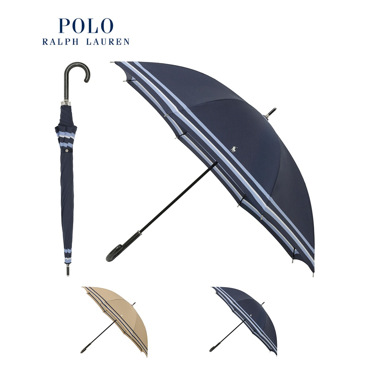 非売品 長傘 日本製】雨傘 ポロポニー バイ ボーダー ワンポイント ロゴ 小物