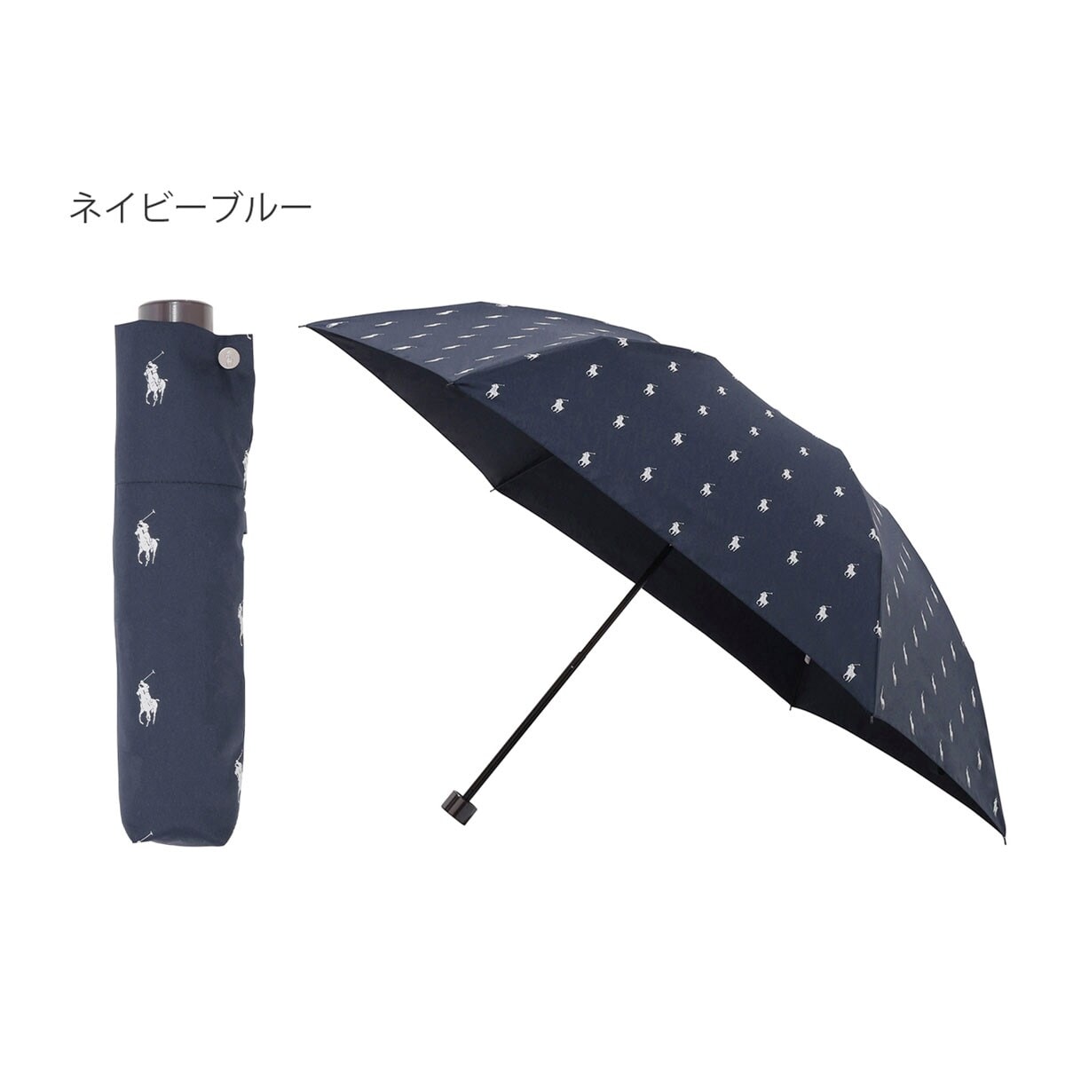 ⭐︎超希少　ポロラルフローレン　傘　ポニー　総柄　グレー　ウッド　美品 WEB限定】雨傘 長傘 ポロポニー 総柄 ドット UV ユニセックス